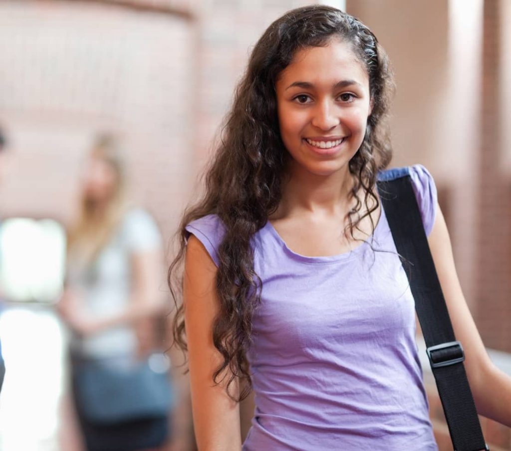 Student girls smiling at camera